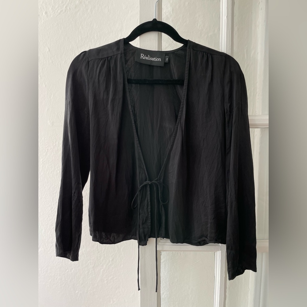 Realisation Par Silk Tie-Front Top